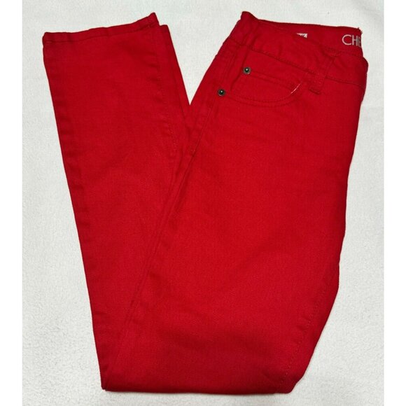 New Girls Cherokee Skinny Red Denim Jeans Size 14 Adjustable Waist - Picture 1 of 9